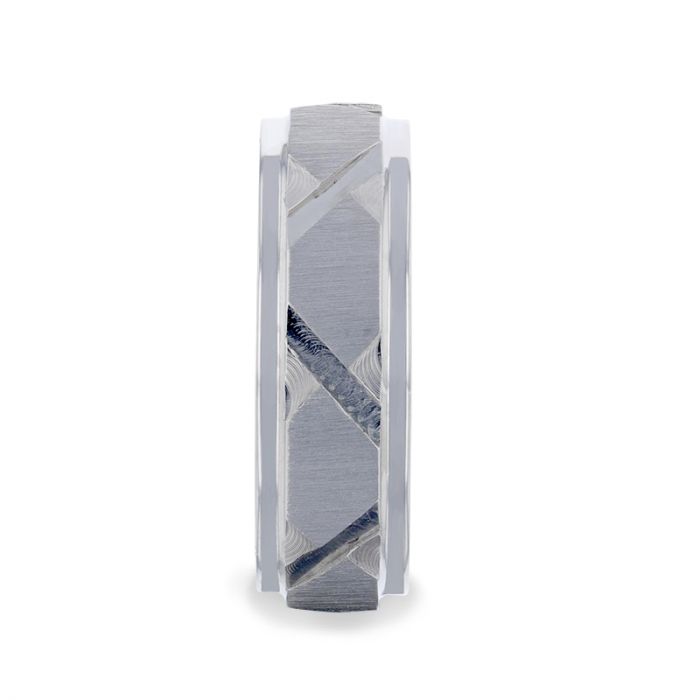 Titanium Men's Wedding Band with Diagonal Grooves