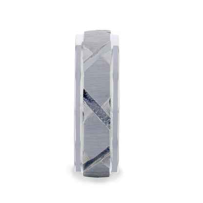 Titanium Men's Wedding Band with Diagonal Grooves