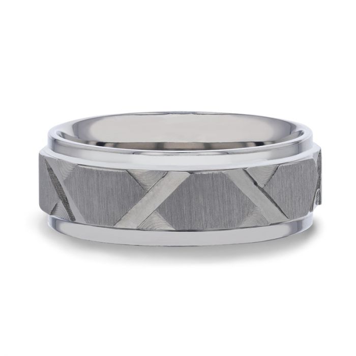 Titanium Men's Wedding Band with Diagonal Grooves
