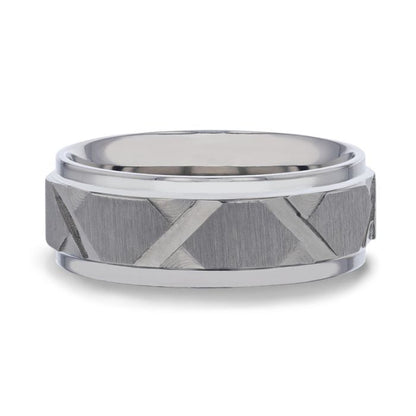Titanium Men's Wedding Band with Diagonal Grooves