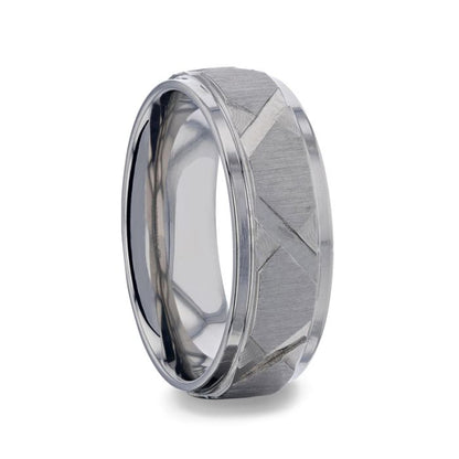 Titanium Men's Wedding Band with Diagonal Grooves