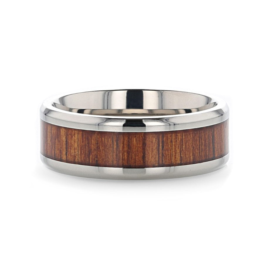 Titanium Men's Wedding Band with Koa Wood Inlay