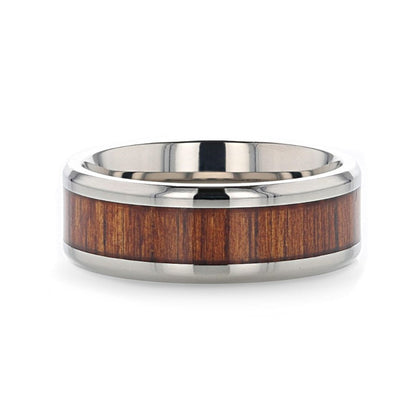Titanium Men's Wedding Band with Koa Wood Inlay