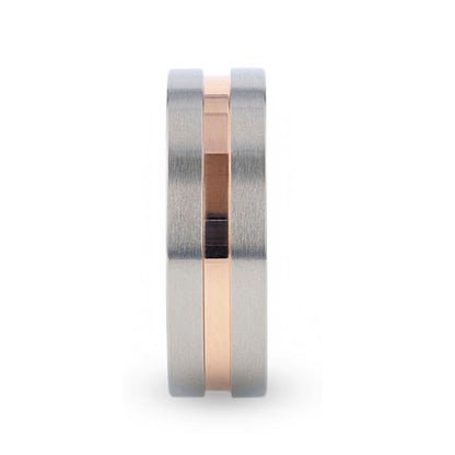 Titanium Men's Wedding Band with Rose Gold Groove