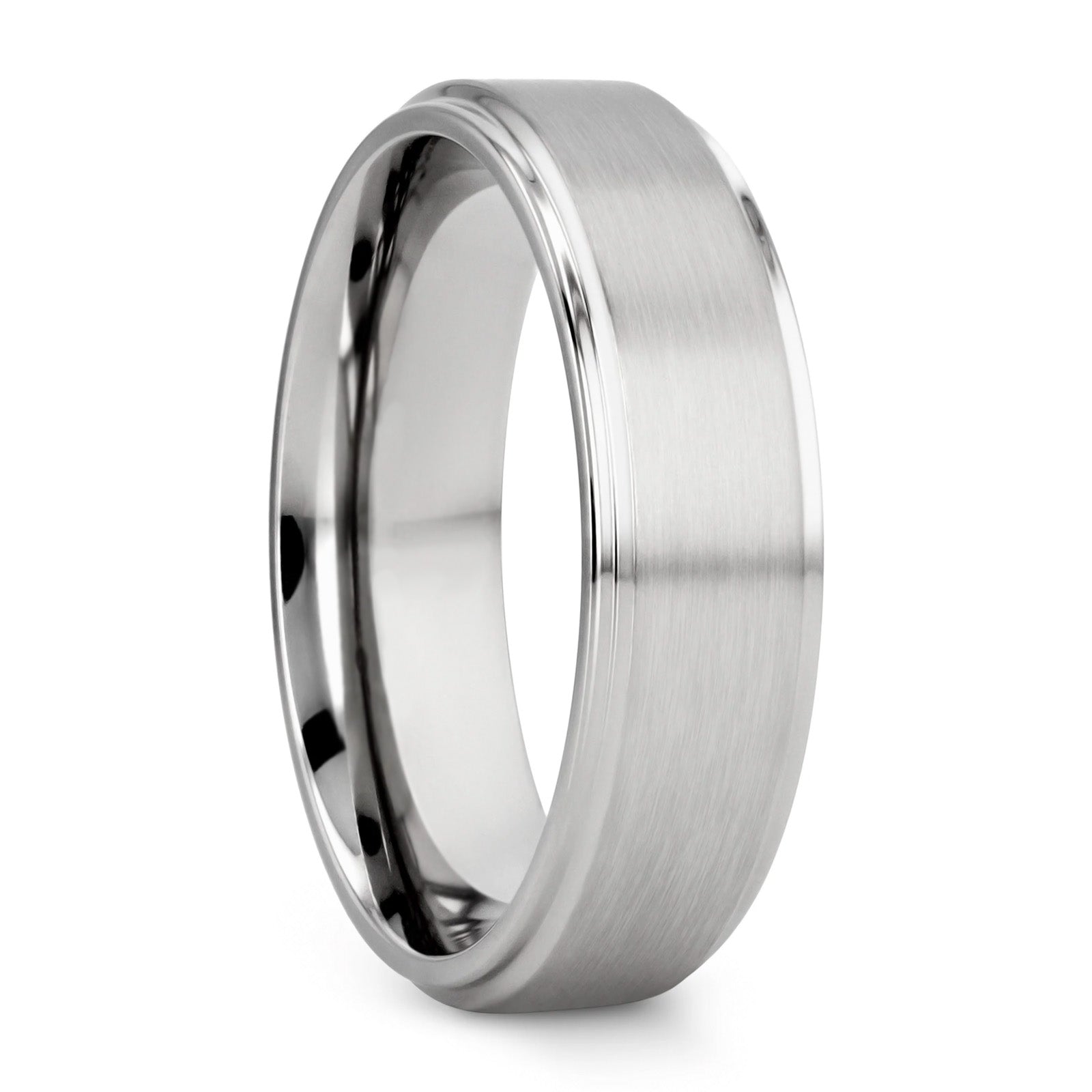 Titanium Men's Wedding Band with Stepped Edges