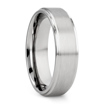 Titanium Men's Wedding Band with Stepped Edges
