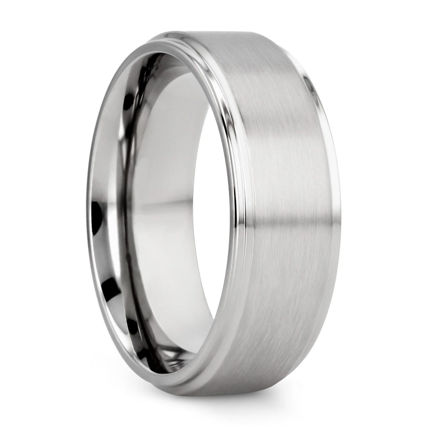 Titanium Men's Wedding Band with Stepped Edges