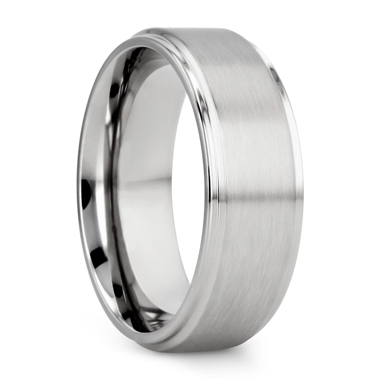 Titanium Men's Wedding Band with Stepped Edges