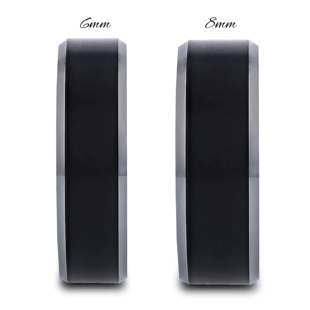 Titanium Couple's Matching Wedding Band Set with Black Center