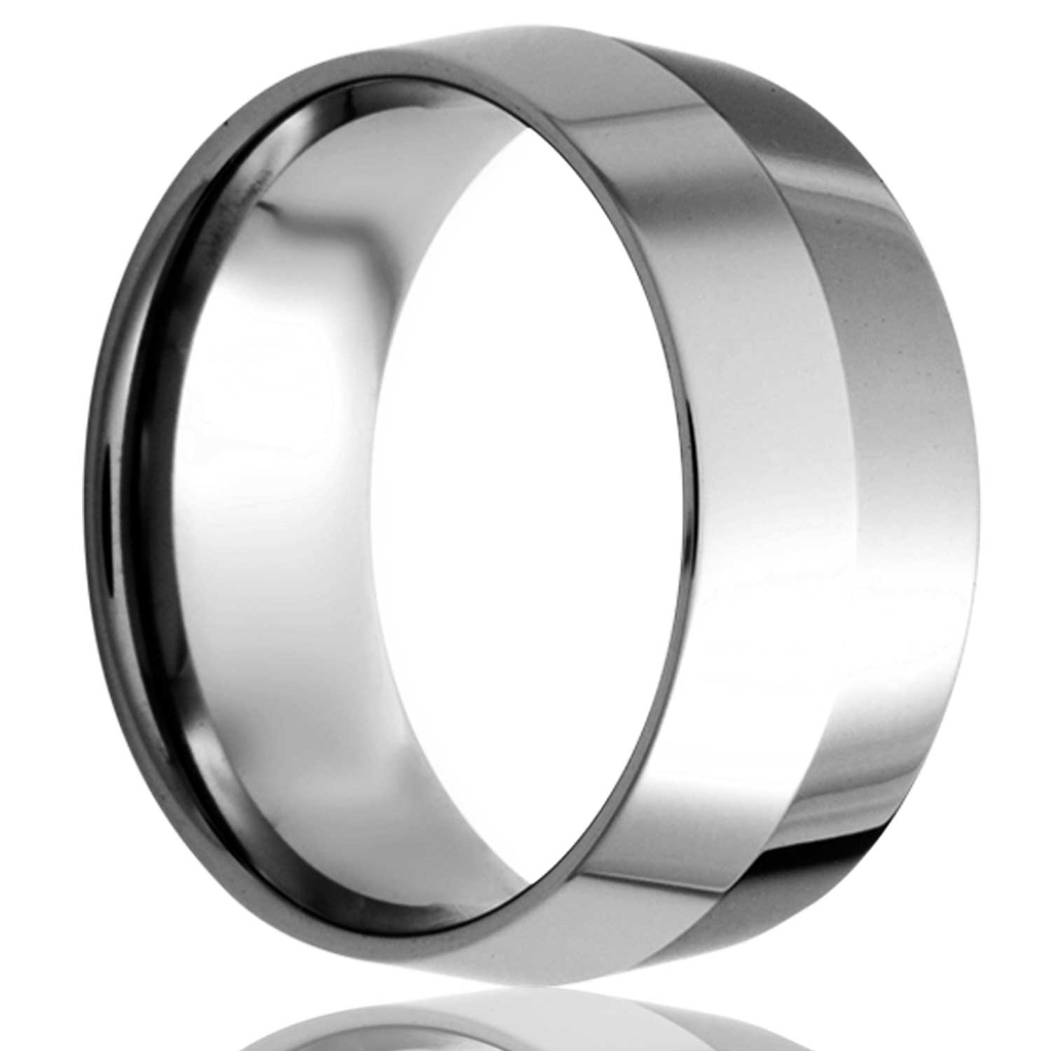 A knife edge tungsten wedding band displayed on a neutral white background.