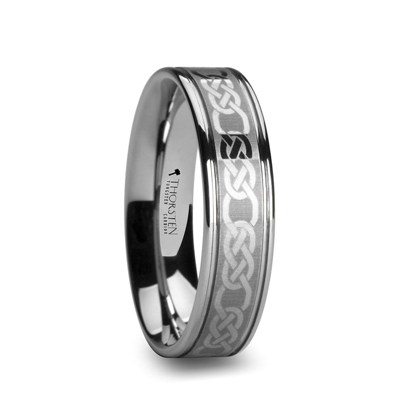 Tungsten Men's Wedding Band with Celtic Pattern