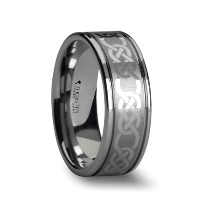 Tungsten Men's Wedding Band with Celtic Pattern