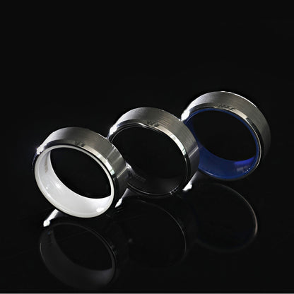 Tungsten Men's Wedding Band with Contrasting Blue Interior