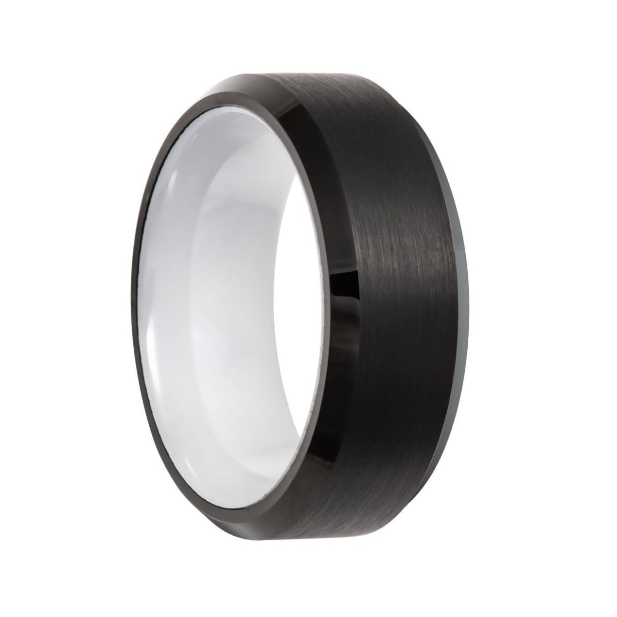Tungsten Men's Wedding Band with Contrasting White Interior