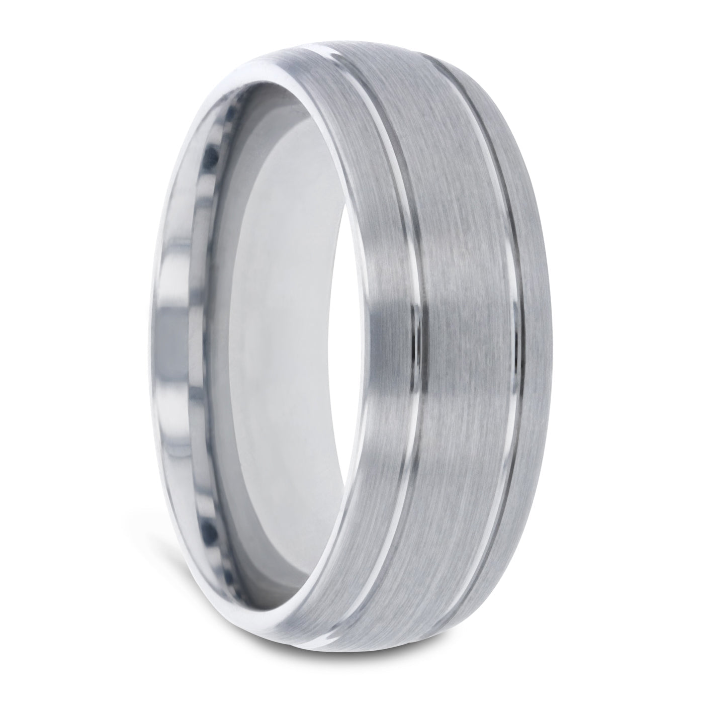 Tungsten Men's Wedding Band with Dual Grooves