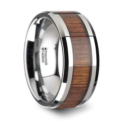 Tungsten Wedding Band with Koa Wood Inlay