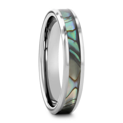Tungsten Wedding Band with Mother of Pearl Inlay
