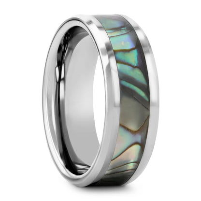 Tungsten Wedding Band with Mother of Pearl Inlay
