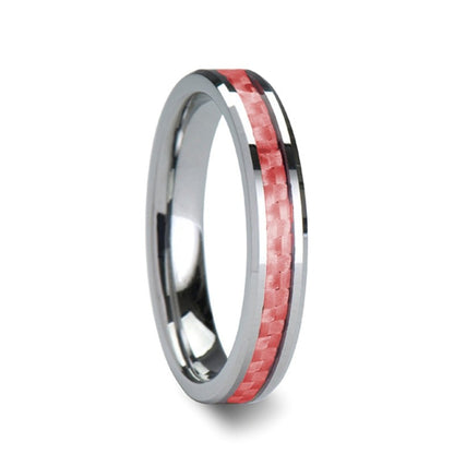 Tungsten Wedding Band with Pink Carbon Fiber Inlay