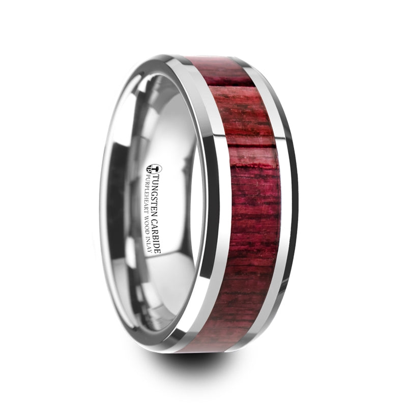 Tungsten Wedding Band with Purpleheart Wood Inlay