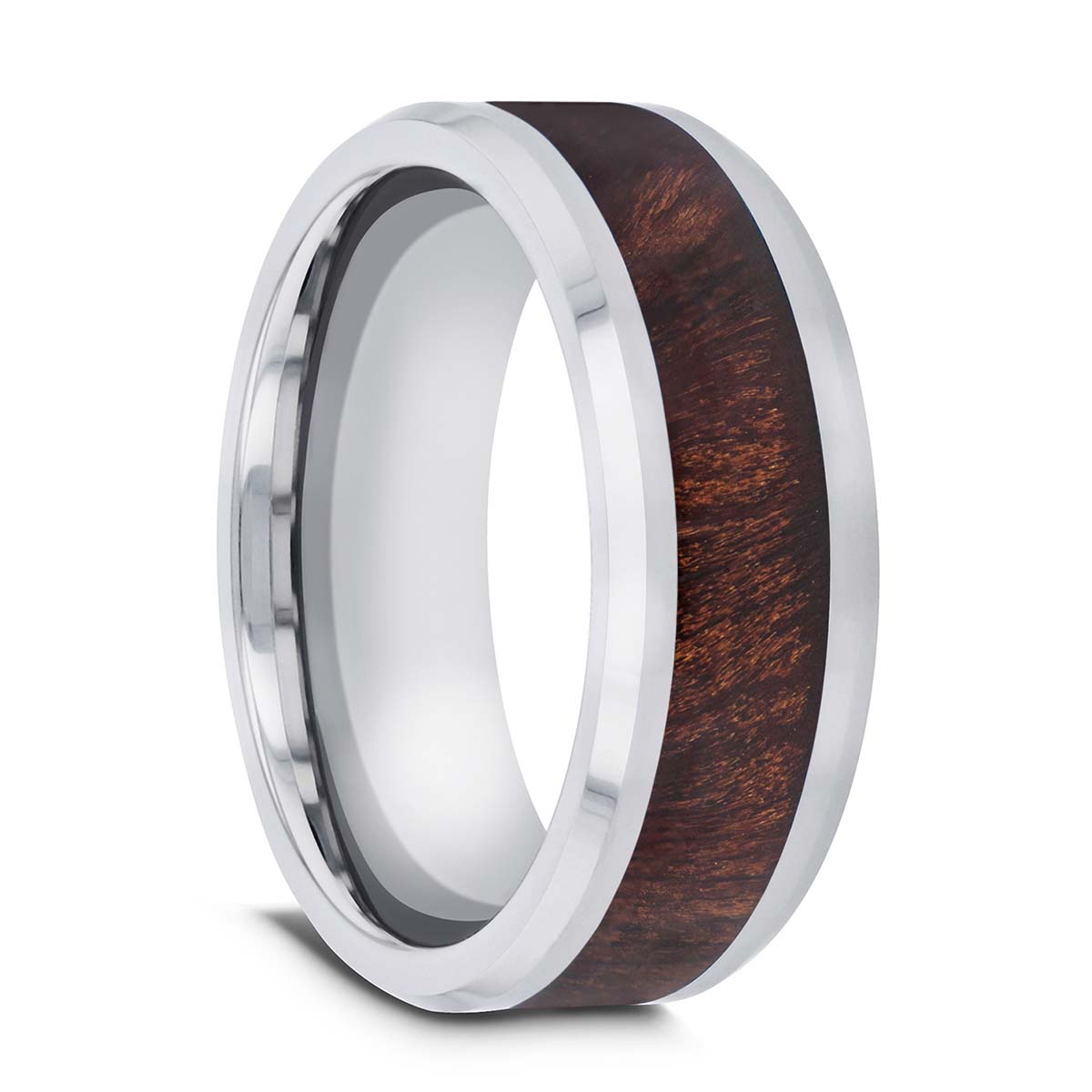 Tungsten Wedding Band with Redwood Inlay