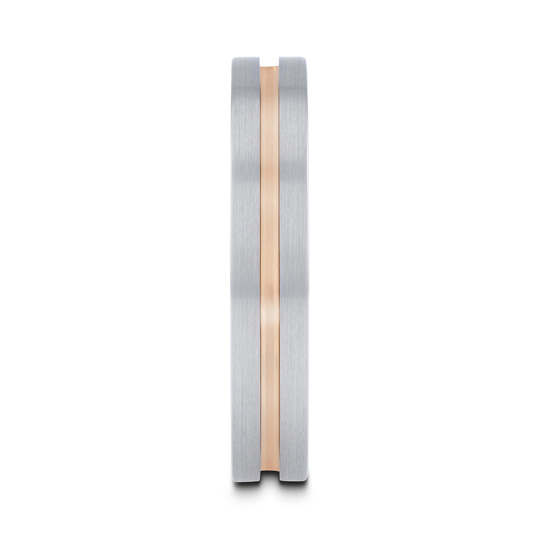 Tungsten Women's Wedding Band with Rose Gold Groove