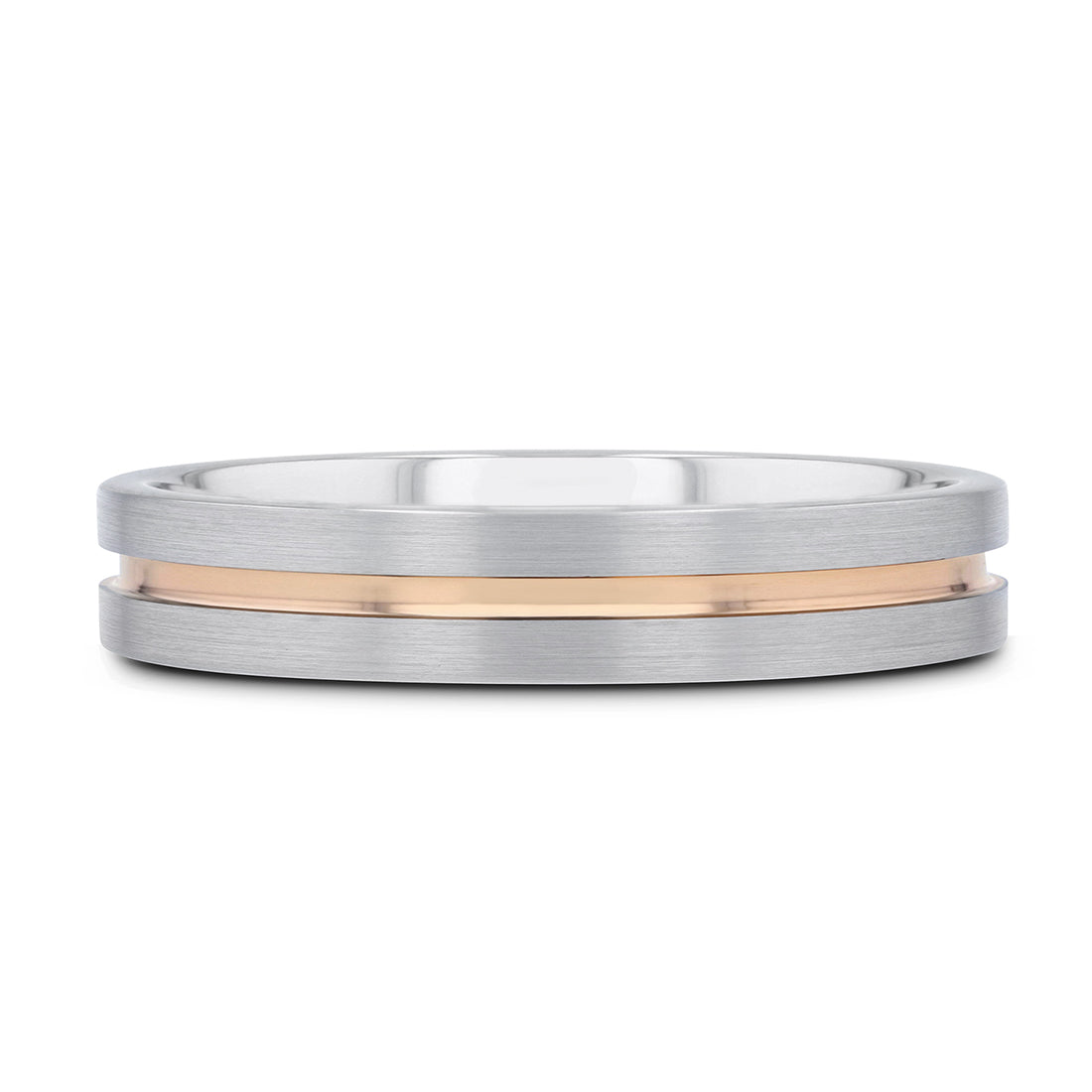 Tungsten Women's Wedding Band with Rose Gold Groove