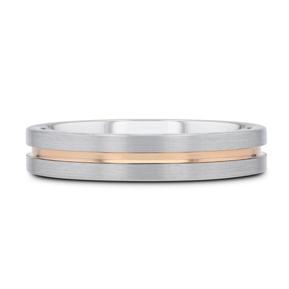Tungsten Women's Wedding Band with Rose Gold Groove