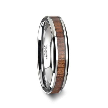 Koa Wood Inlaid Tungsten Carbide Couple's Matching Wedding Band Set