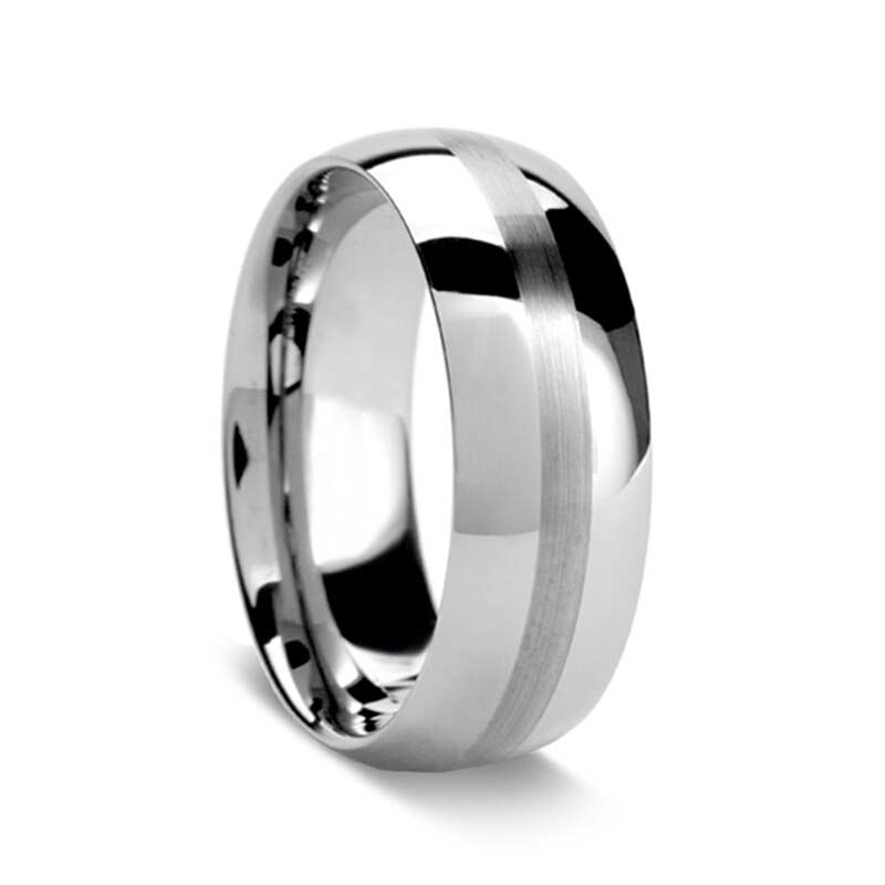 Tungsten Women's Wedding Band with Brushed Stripe