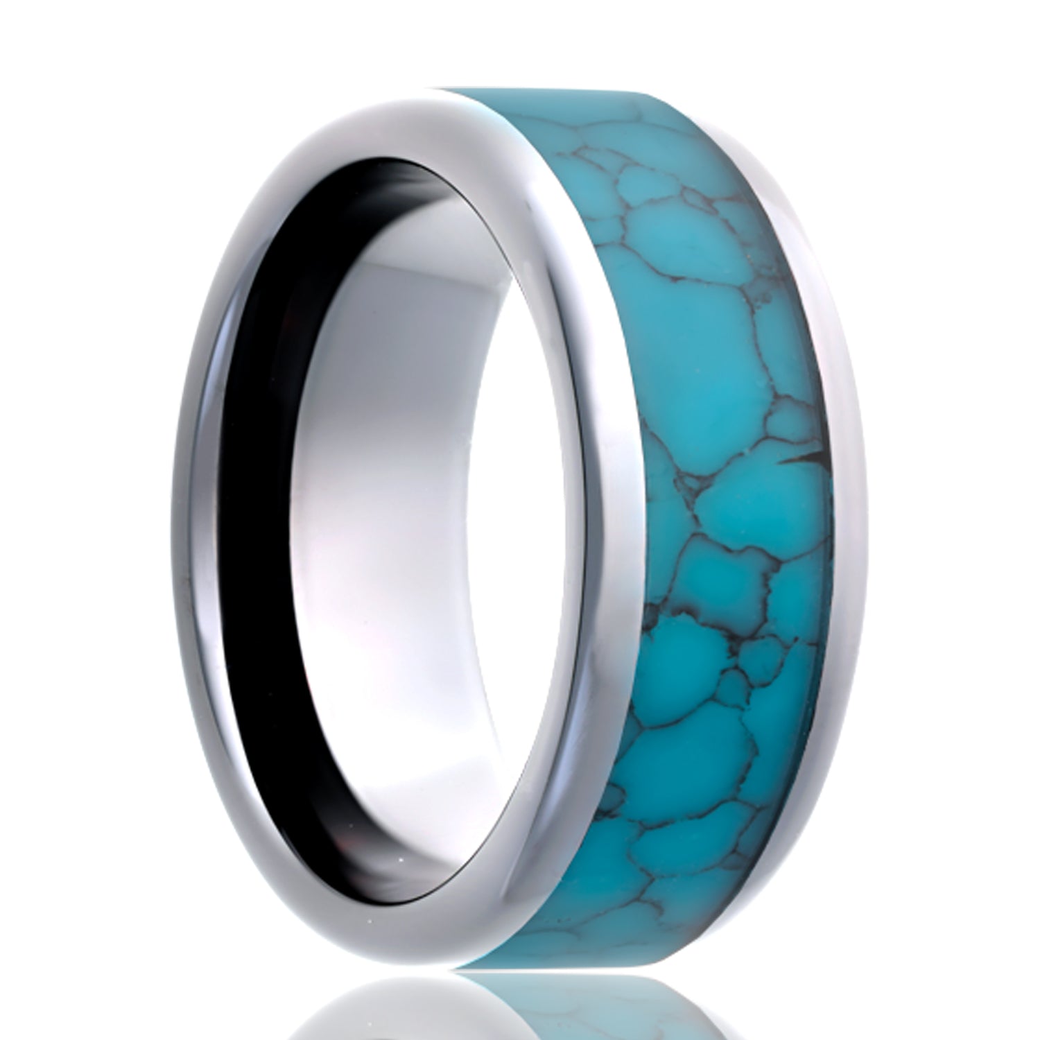 Turquoise Inlay Tungsten Wedding Band
