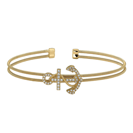 A nautical anchor bracelet with simulated diamonds displayed on a neutral white background.