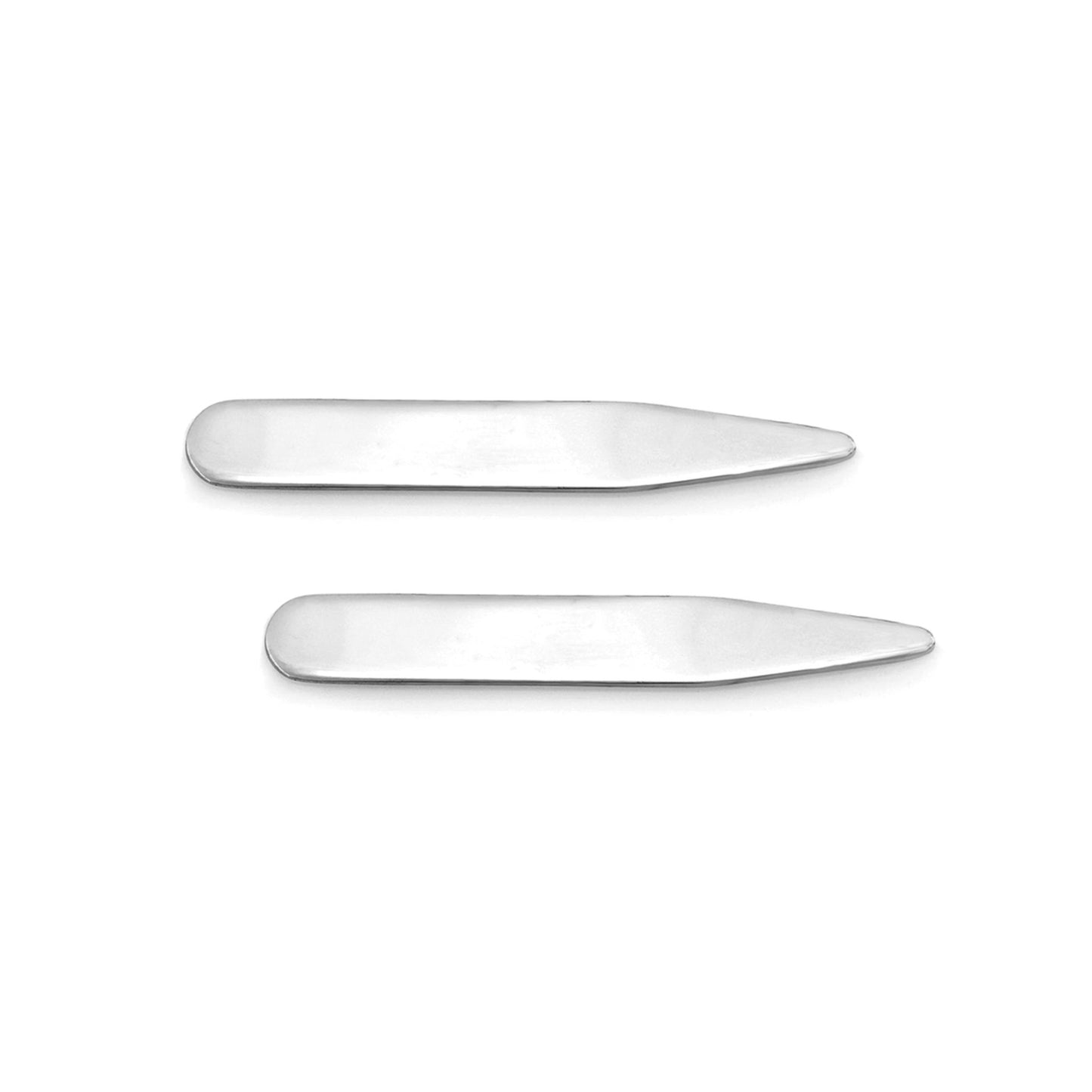 A sterling silver 2" collar stay displayed on a neutral white background.