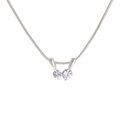 A v-shape simulated diamond necklace displayed on a neutral white background.