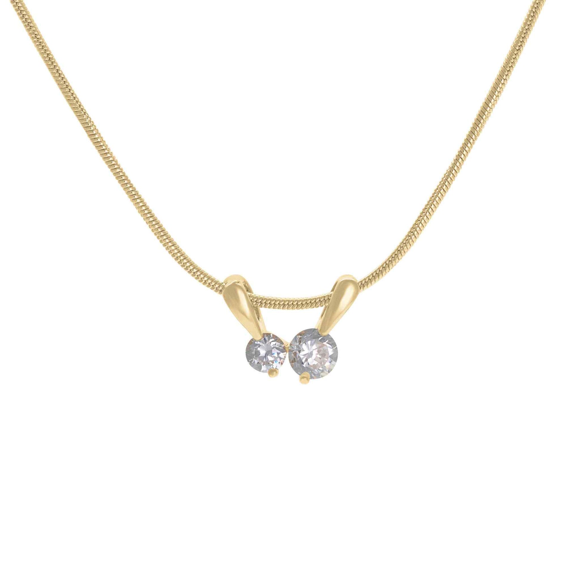 A v-shape simulated diamond necklace displayed on a neutral white background.
