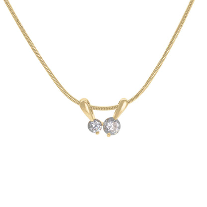 A v-shape simulated diamond necklace displayed on a neutral white background.