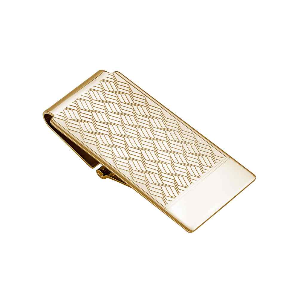 A hinged money clip displayed on a neutral white background.