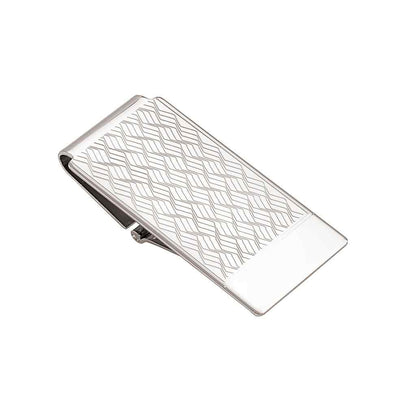 A hinged money clip displayed on a neutral white background.