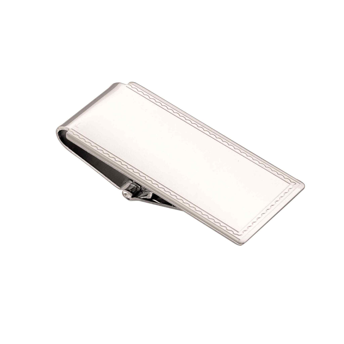 A hinged money clip displayed on a neutral white background.