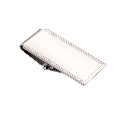 A hinged money clip displayed on a neutral white background.