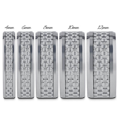 White Carbon Fiber Inlaid Tungsten Carbide Couple's Matching Wedding Band Set