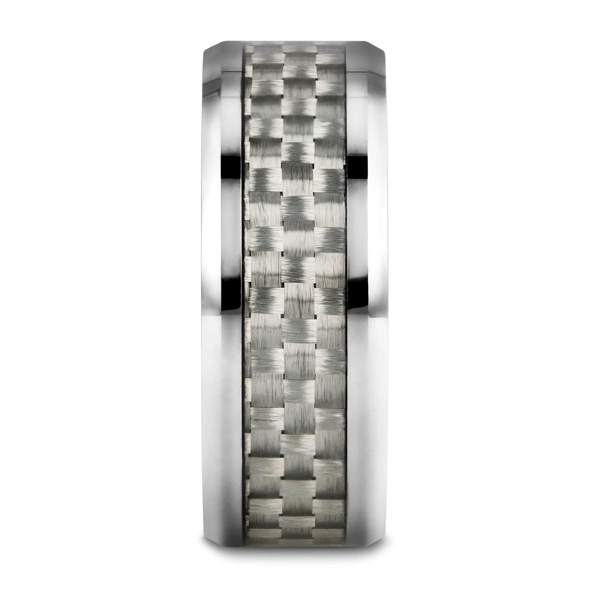 Tungsten Men's Wedding Band with White Carbon Fiber Inlay