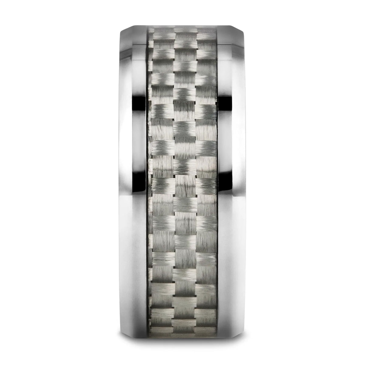Tungsten Wedding Band with White Carbon Fiber Inlay
