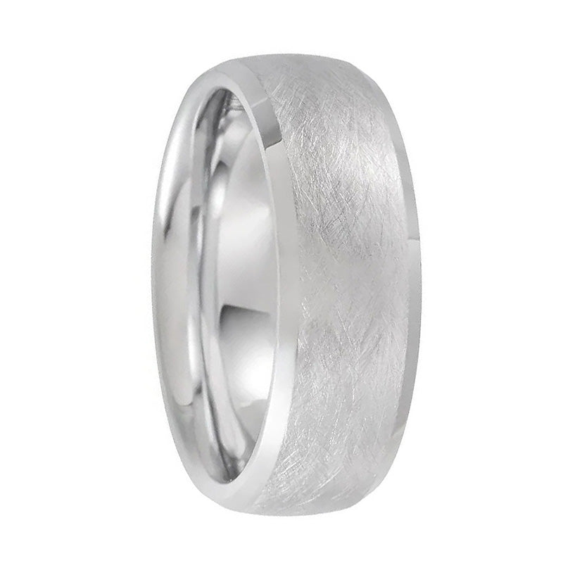 Wire Brushed Domed Tungsten Men's Wedding Band