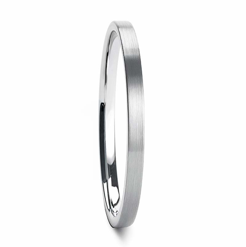 Women's White Tungsten Extra-Thin Stackable Wedding Band