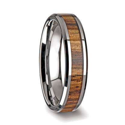 Zebra Wood Inlay Tungsten Wedding Band