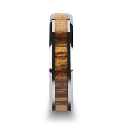 Zebra Wood Inlay Tungsten Wedding Band